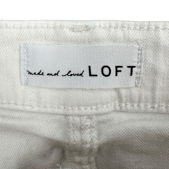 LOFT White High Waisted Button Fly Skinny Fit Crop Jeans Pants Size 00 / 24 - Picture 3 of 8